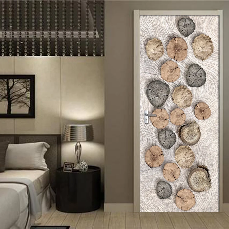 3d дерево зерна Годовой кольца двери клеющиеся фотообои гостиная спальня обои