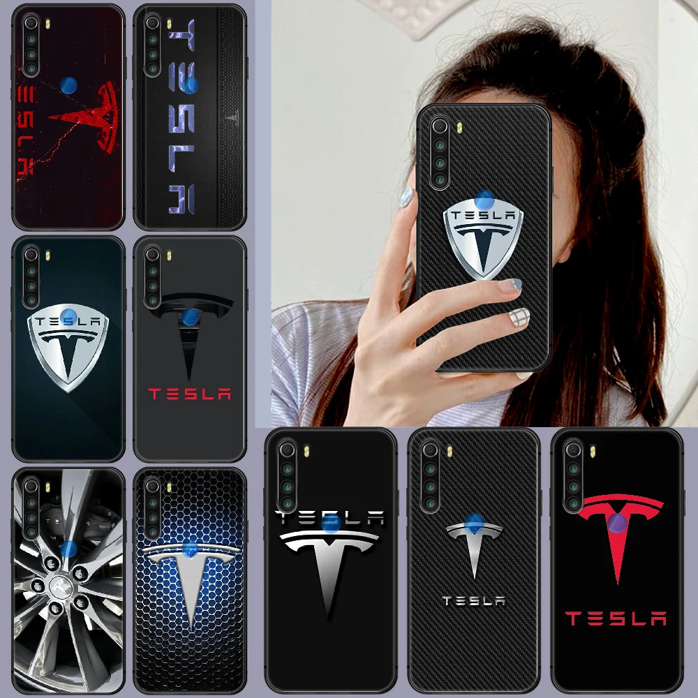 

Teslas Car Logo Phone Case For XIAOMI Redmi Note 5 7 8 T 9 6A 7A 8A 9S K 20 30 Pro black Hoesjes Soft Coque Pretty Cell 3D Etui