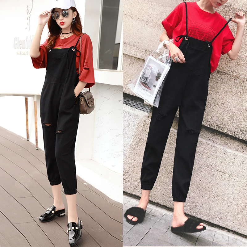 Женские джинсовые комбинезоны свободного покроя повседневные капри без