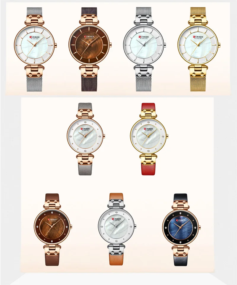 CURREN женские часы Топ бренд класса люкс золотые водонепроницаемые модные сетка