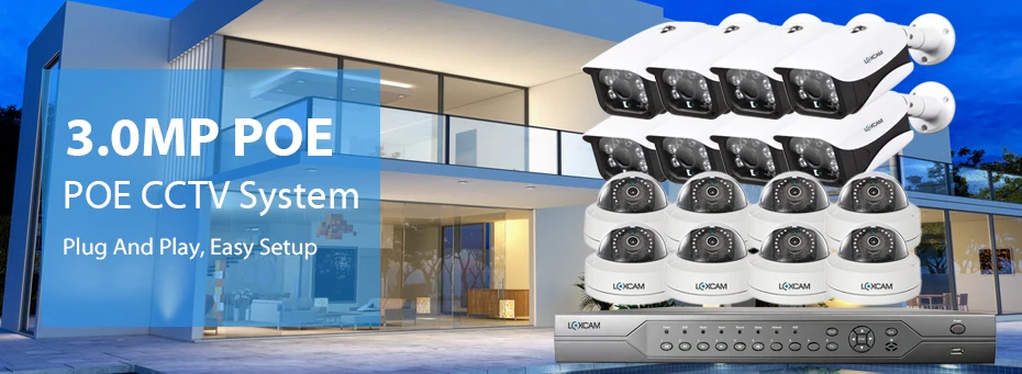 LOXCAM H.265+ 16ch nvr система 16CH 5MP POE NVR комплект 48 В 3MP вход/Открытый Антивандальный безопасности ip-камера Onvif видеонаблюдение 4K