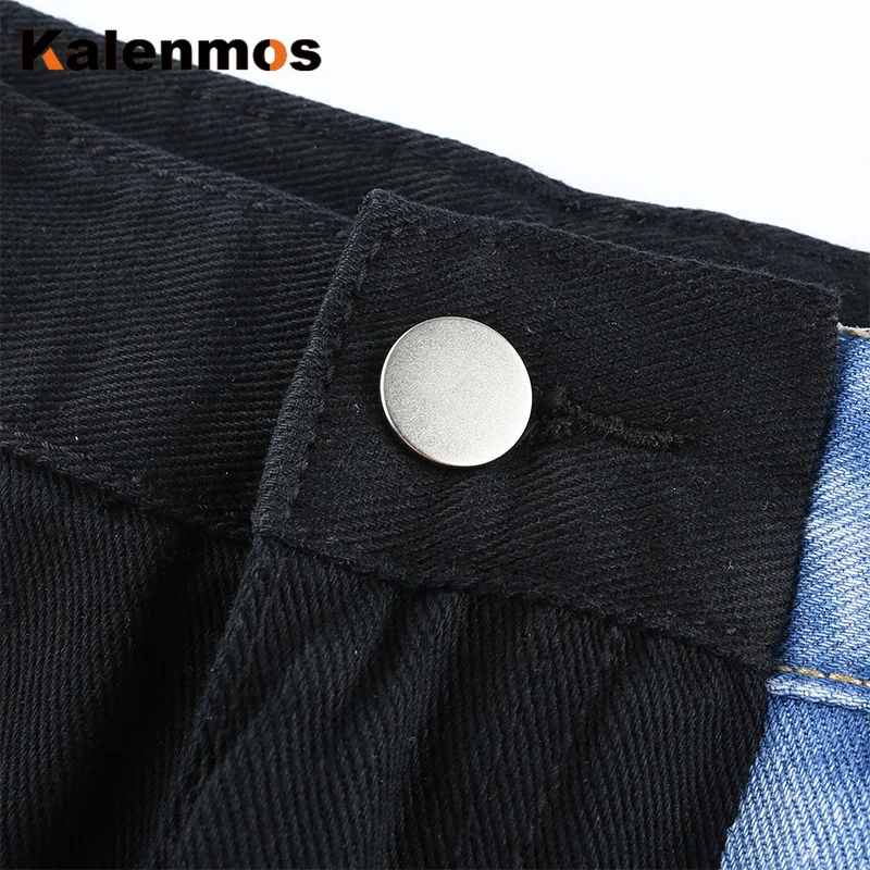 

Hip Hop Jeans Women Autumn Blue Pink Patchwork Cotton High Waist Hip Hop Female Denim Sexy Trousers Streetwear Chic Flare Pants