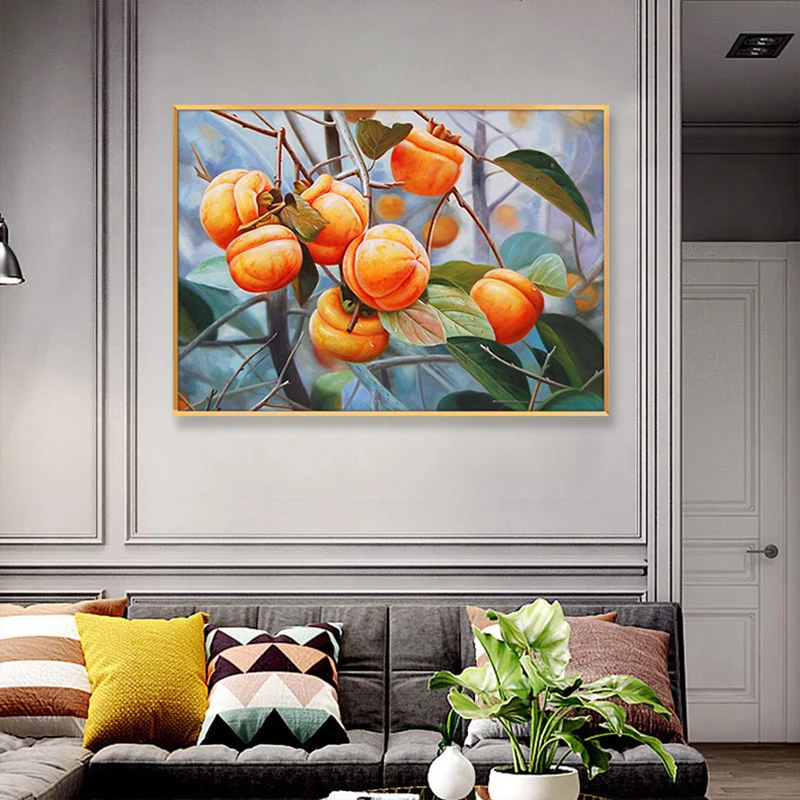 Diy Diamond Embroidery Mosaic Full, Persimmon Meaning Good Things Year After Year Diamond Painting Cross Stitch, Decoration Gift