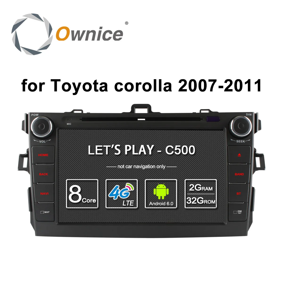 Автомобильный dvd плеер Ownice C500 Android 6 0 8 ядер 2 Гб ОЗУ для Toyota corolla 2007 2011 din gps navi 4G сеть