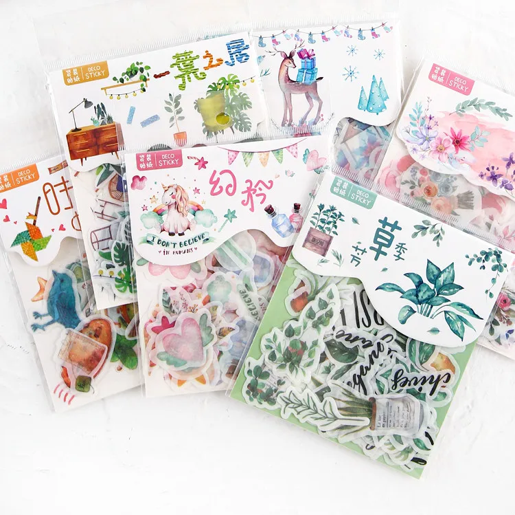 

40pcs/lot Cute Washi Paper Stationery Sticker Set Kawaii Stickers Decoration Label For Journal Planner Scrapbooking Album Diary