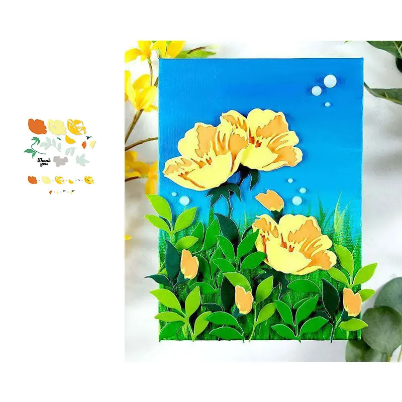 

new Blooming flower cutting dies & stamps scrapbook dariy decoration stencil embossing template diy greeting card handmade 2021