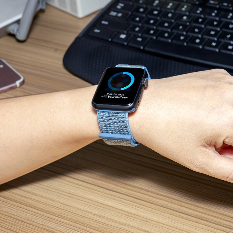 Высококачественный нейлоновый спортивный ремешок для Apple Watch серии 5 4 1 2 3 iwatch 44 мм 40 мм дышащий тканый ремешок 38 42 мм