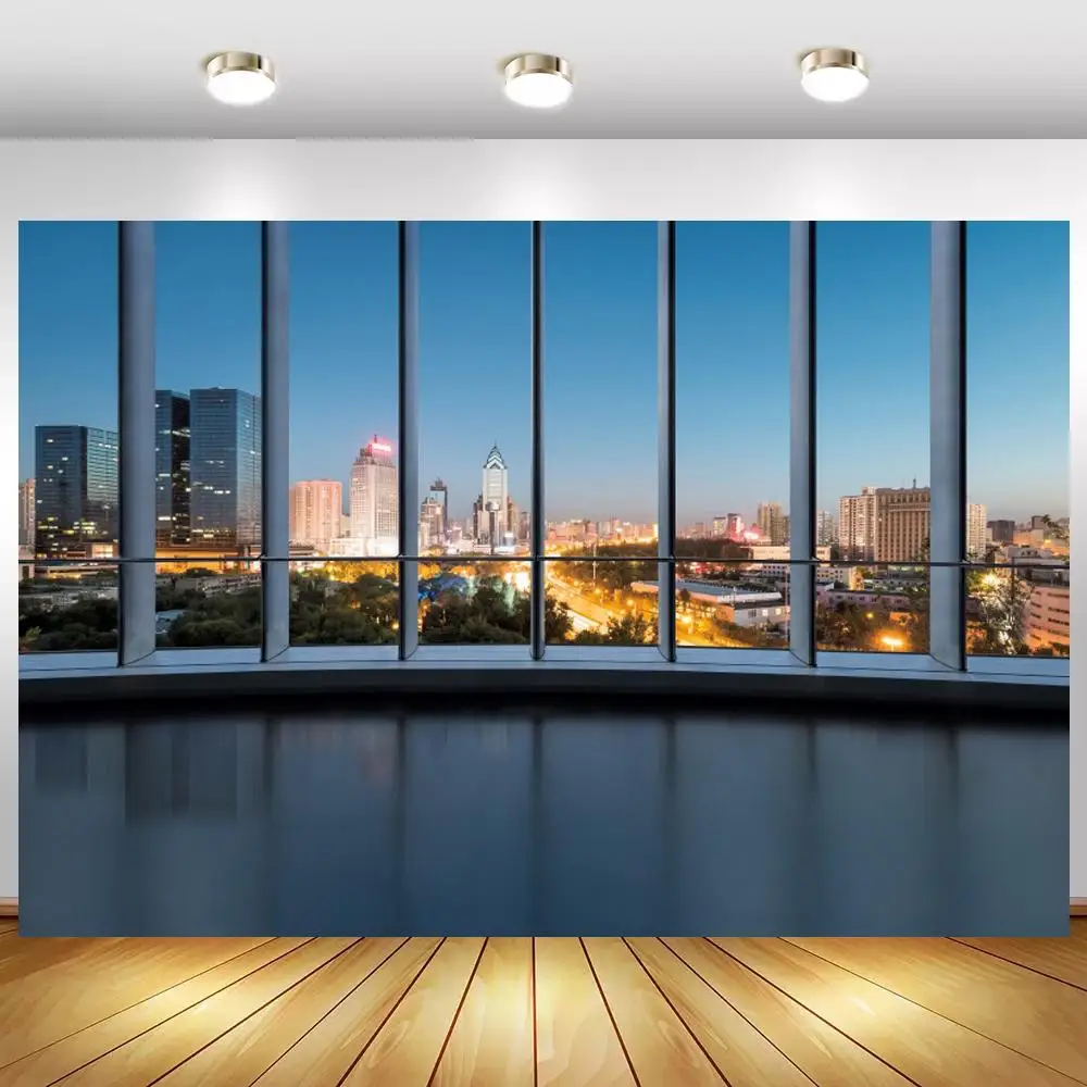 Фон для студийной фотосъемки с изображением офисного стекла французского окна