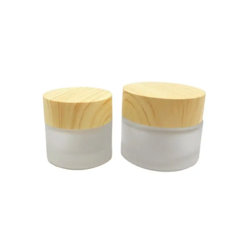 

100pcs 10ml 15ml Frosted Glass Sample Cosmetic Jars with Bamboo Lids
