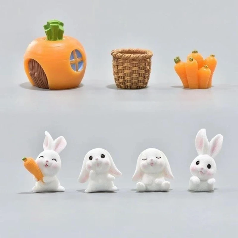 

Cute cartoon animal rabbit micro landscape ornaments creative home resin accessories