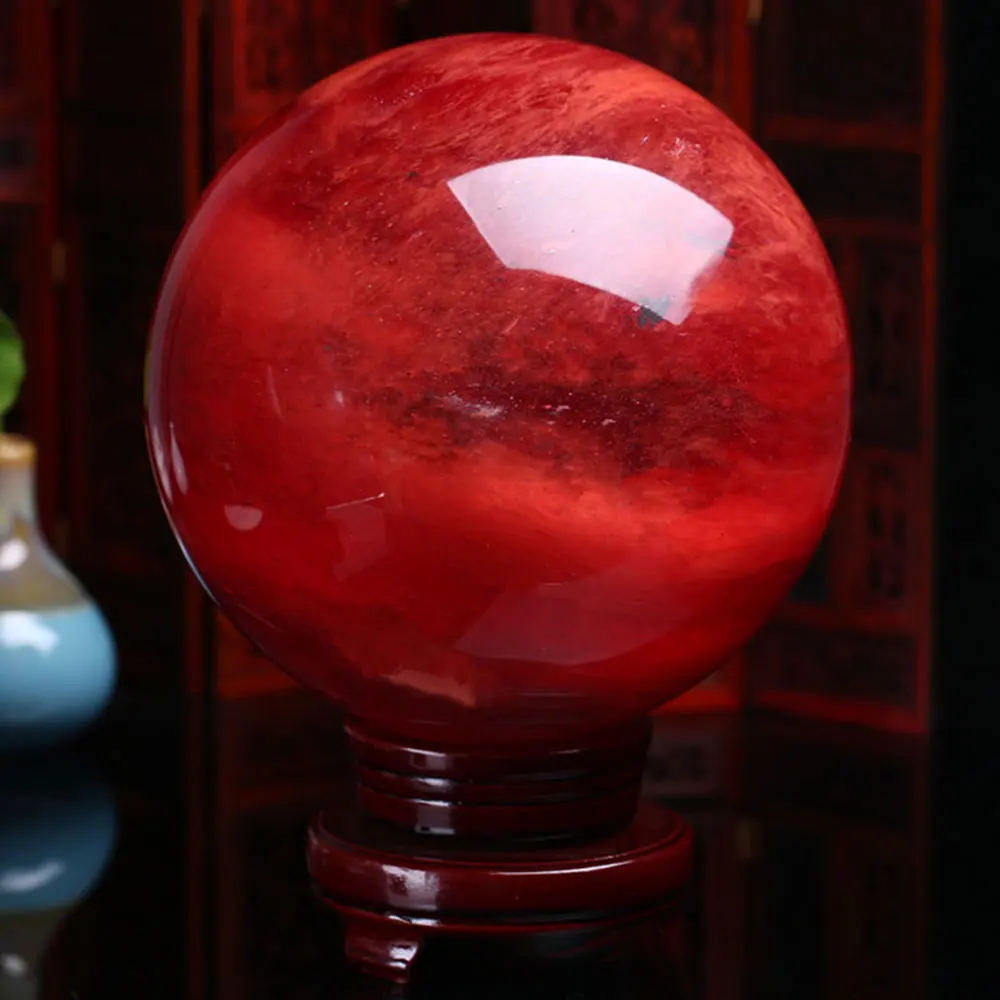 

1 шт. рандомная плавка красного цвета, Искусственный хрустальный шар, лечебный женский Декор для дома, подарок, бесплатная подставка Fengshui 5/10 ...