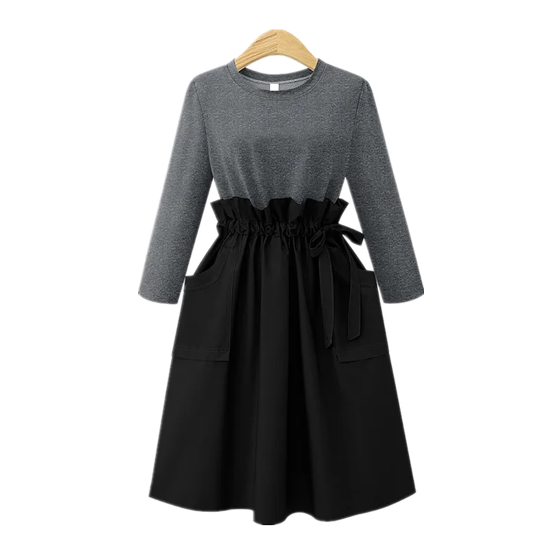 Женское винтажное рождественское платье с длинным рукавом и круглым