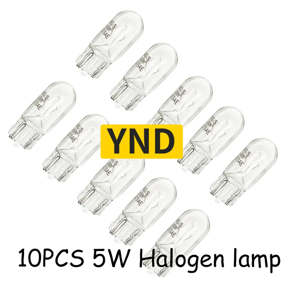 

YND 12 В 5 Вт 10 шт. Автомобильная T10 белая галогенная лампа для W5W 194 158 клинья автомобильная лампа Теплые лампы приборное освещение лампы для чте...