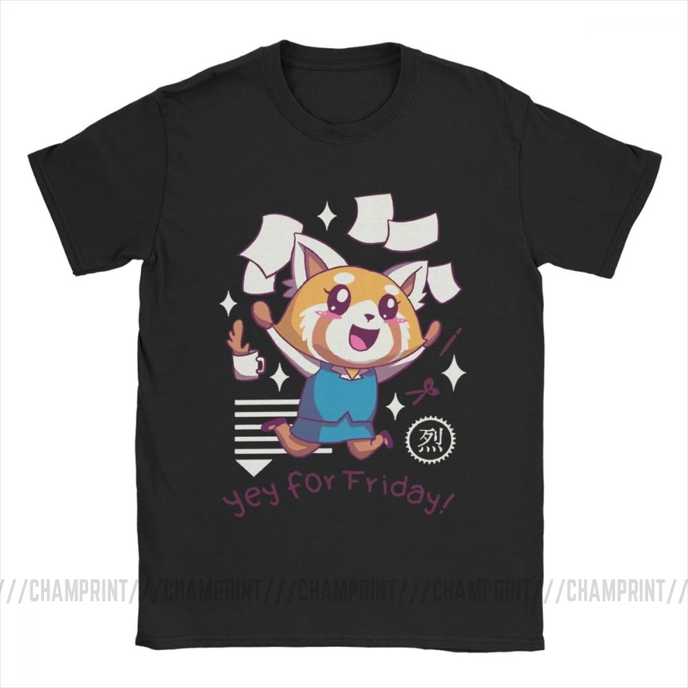 Агрессивная футболка Aggretsuko Yey на пятница счастливая уикен для мужчин 100% хлопок