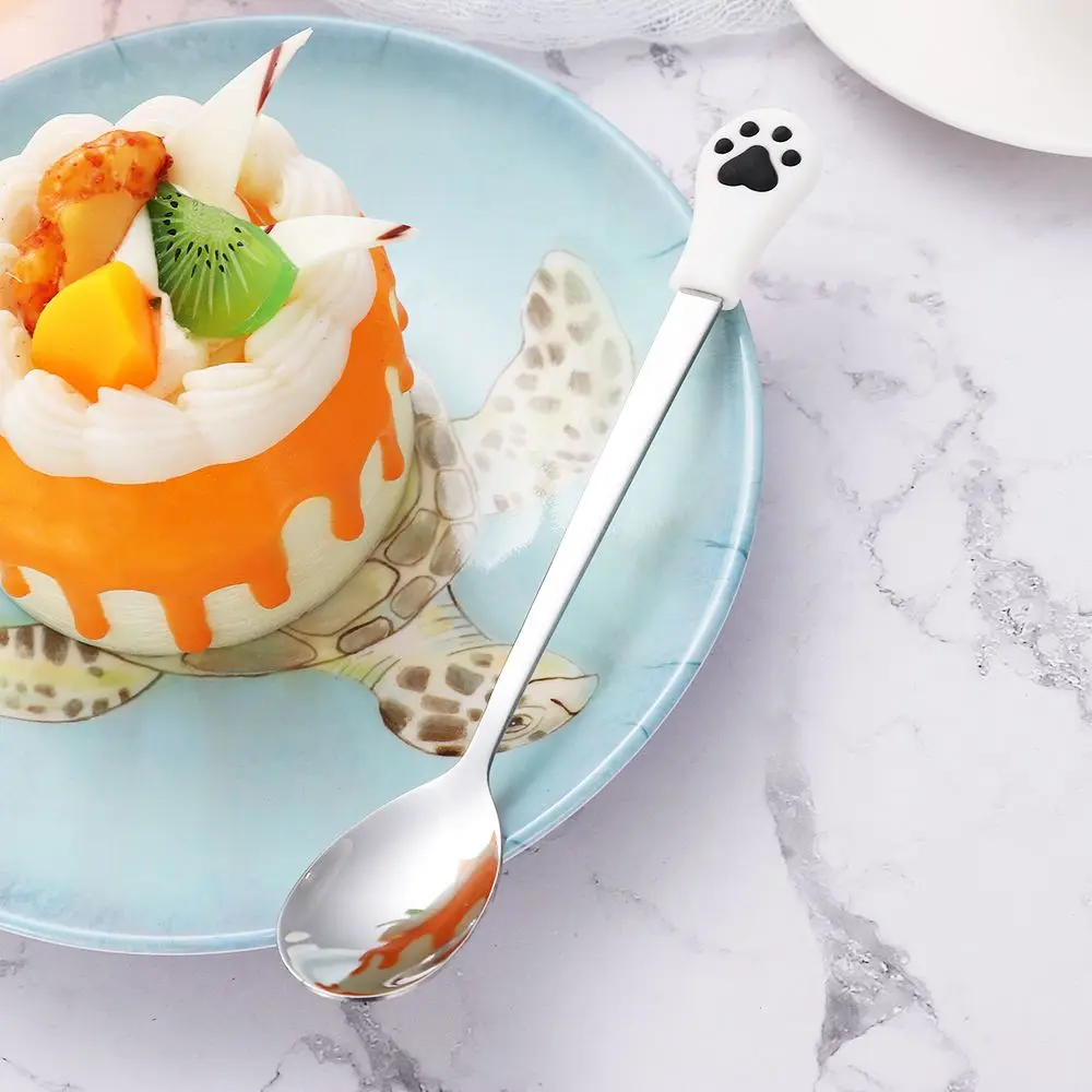 1 шт. Нержавеющая сталь милые кошачьи когти Кофе ложки фрукты десертная ложка для