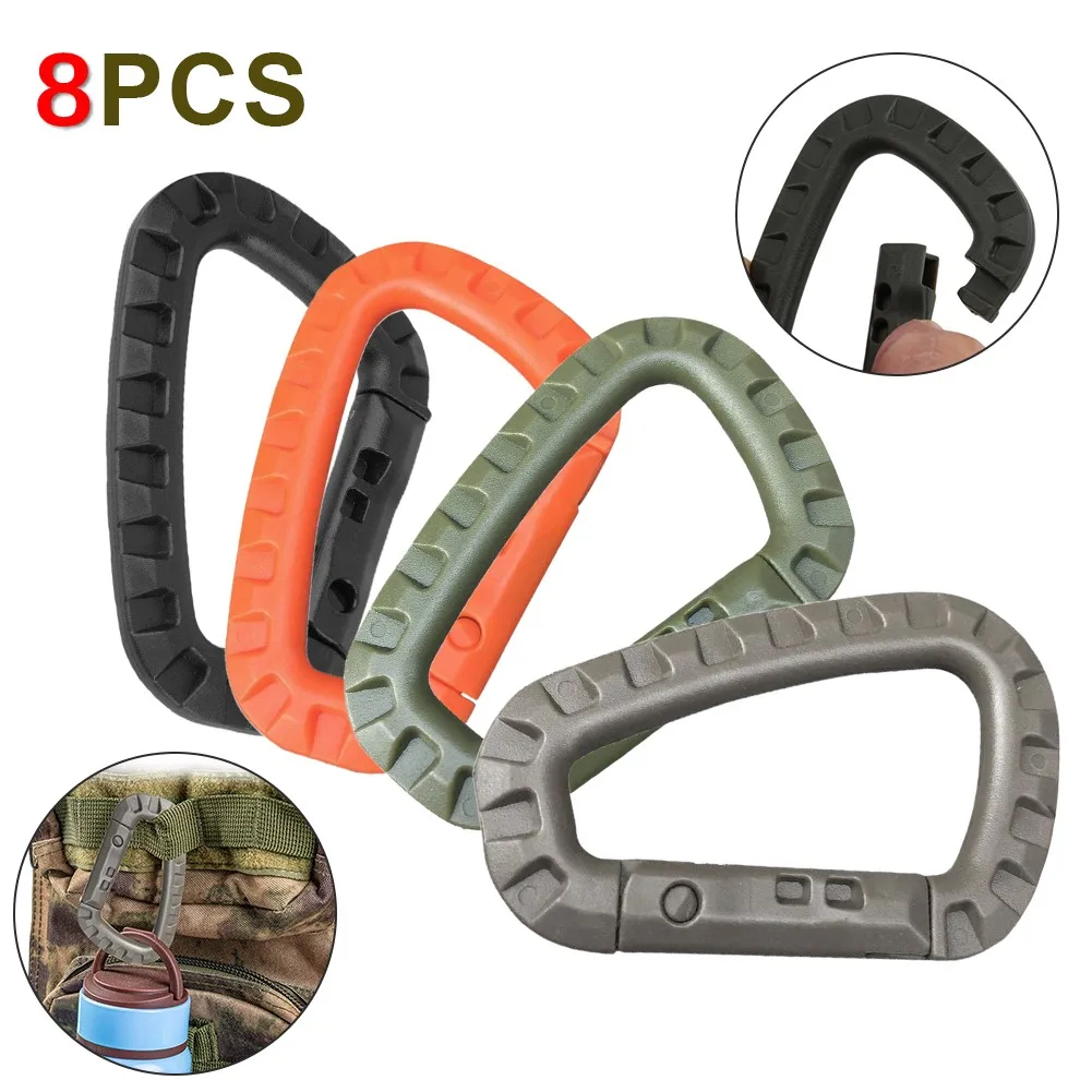 

1/8 PCS Mountaineering Buckle Carabiner Elastic D-Ring Carabiner Hanging Hook Clip for Outdoor Backpacking Camping Hiking
