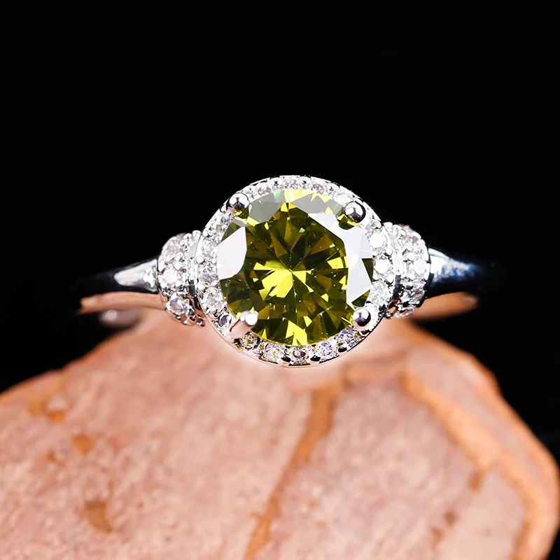 

Fashion Green Glass Filled Stone Ring silver color Cubic Glass Filled Rings for Women Classic Wedding Engagement Jewelry Gift