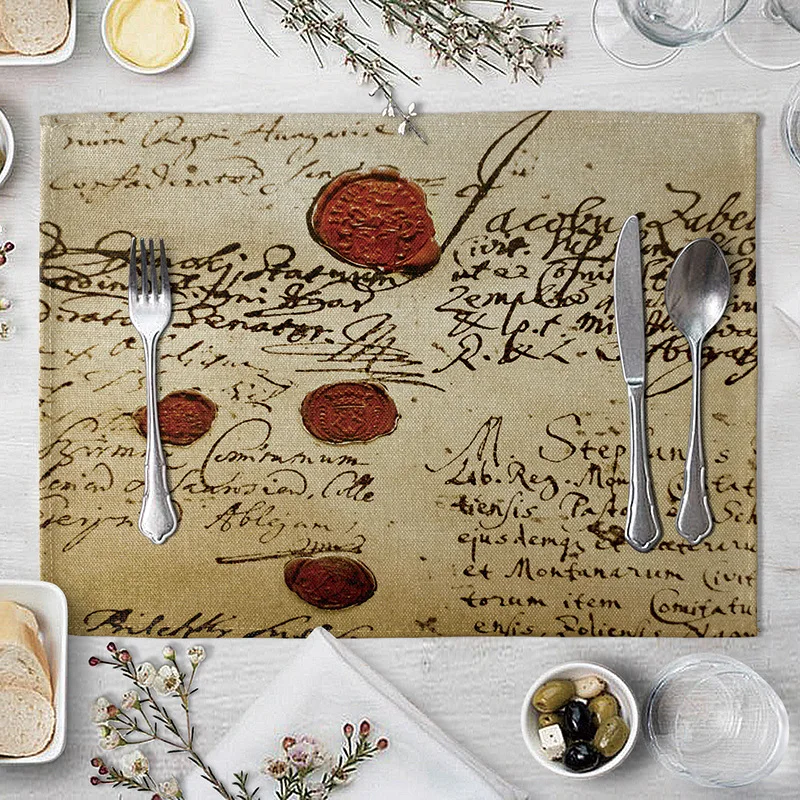 Винтажные нотного салфетки модная льняная салфетка теплоизоляционный коврик
