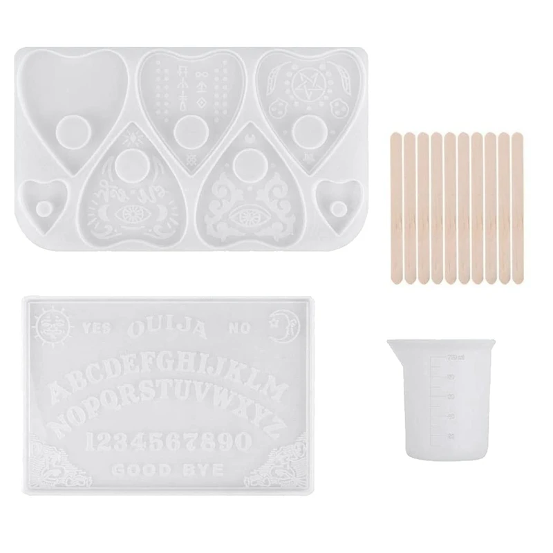 

Ouija Board Resin Mold DIY Tools with Measuring Cup and Stirring Sticks for Ouija Board Game, DIY Crafts Decorations