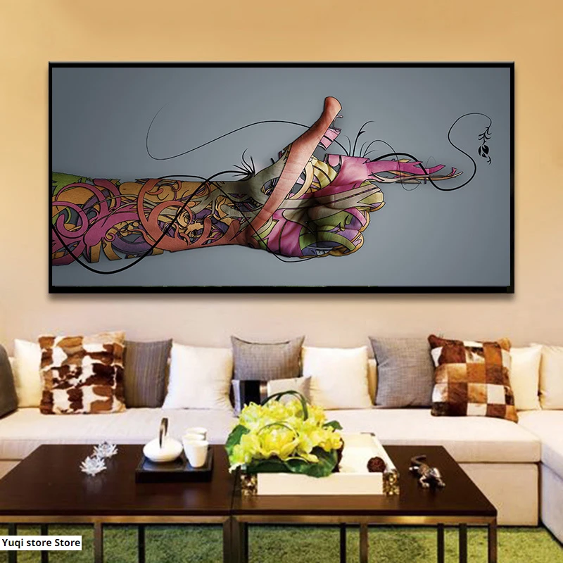 

Abstract Hand Series Combine With Plants Wall Art Canvas Painting Print Posters Pictures Cuadros Living Room Home Decoration