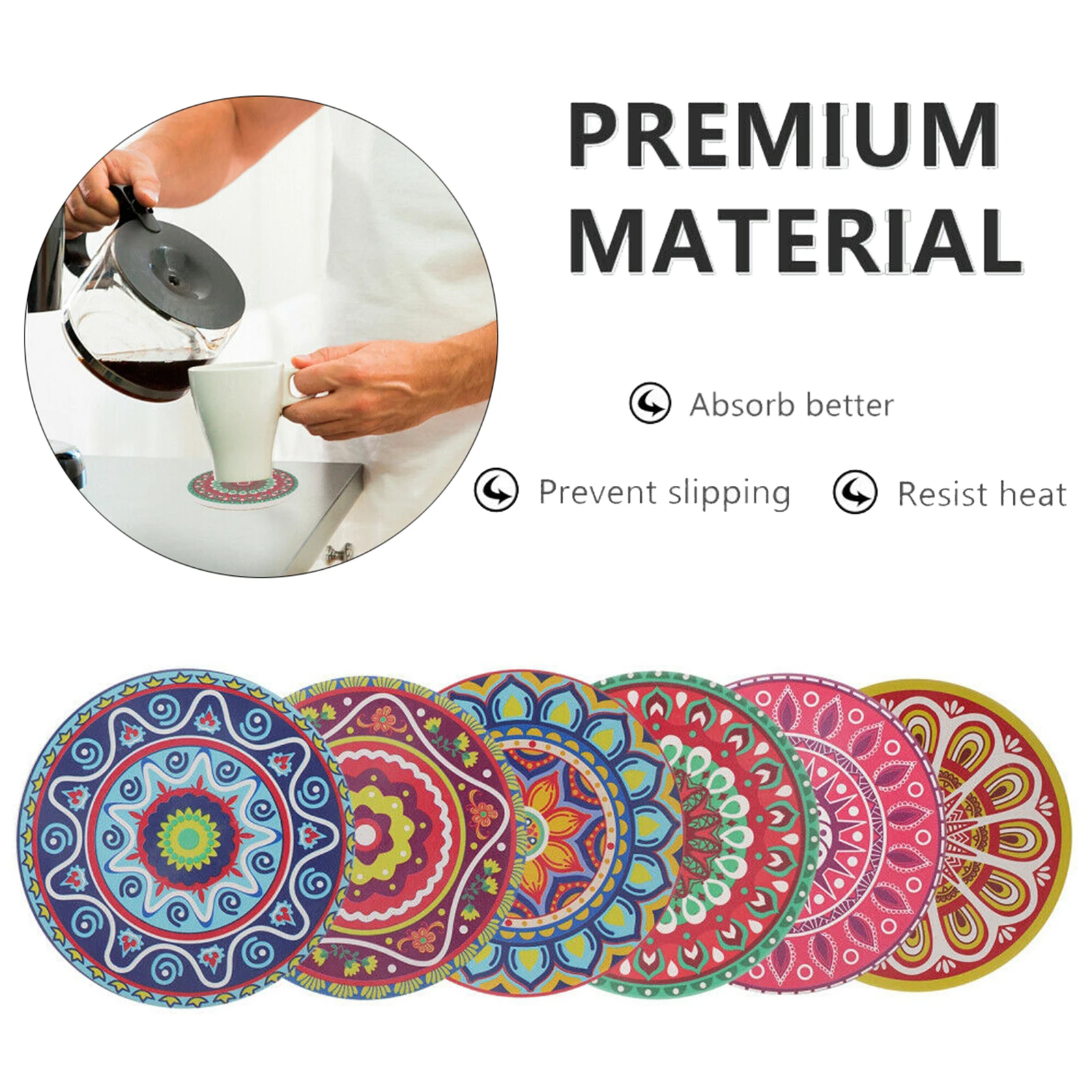

Ceramic 3D Mandala Coasters Coffee Cup Pads Friends Birthday Housewarming Gifts Dining Room Kitchen Decoration