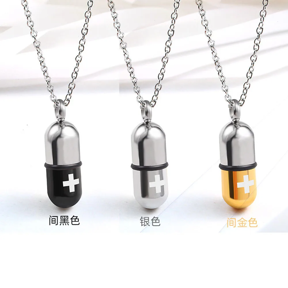 Подвеска из нержавеющей стали ожерелье капсулы с таблетками открывающийся