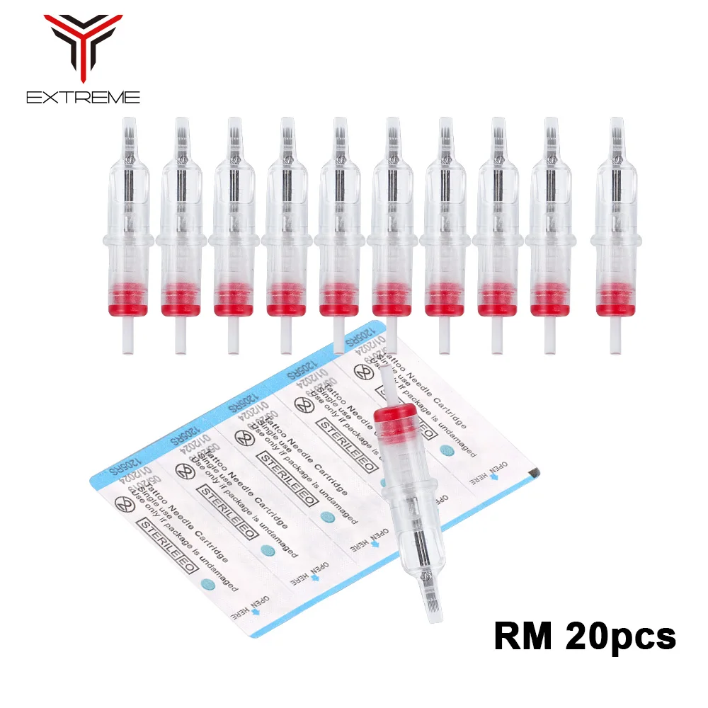 

20 Pcs Permanent Makeup Tattoo Cartridge Needles Round Curved Magnum RM Sterile Rotary Pen Needles Disposable Supplies