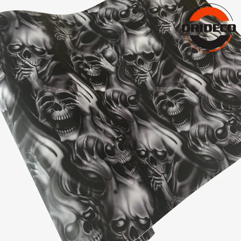 50 см ширина черный серый череп камуфляжная виниловая пленка автомобильная