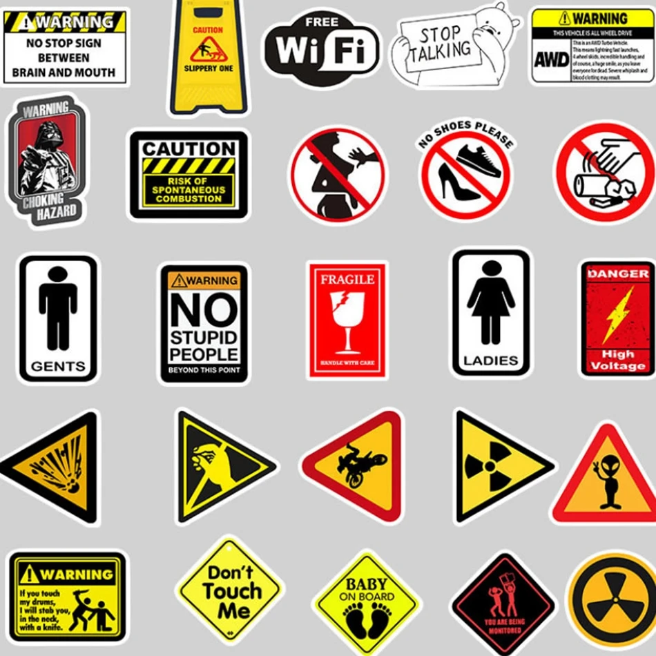 10/50 шт. в упаковке знак предупреждения наклеек s автомобиль крутой чемодан