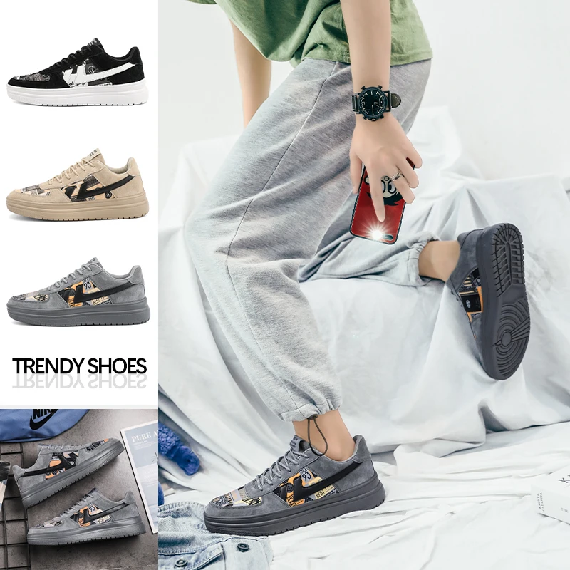 

2021 Spring New Men Sport Shoes Fashion Breathable Men's Casual Sneakers Leisure Board Shoes Black White Tenis Zapatillas Hombre
