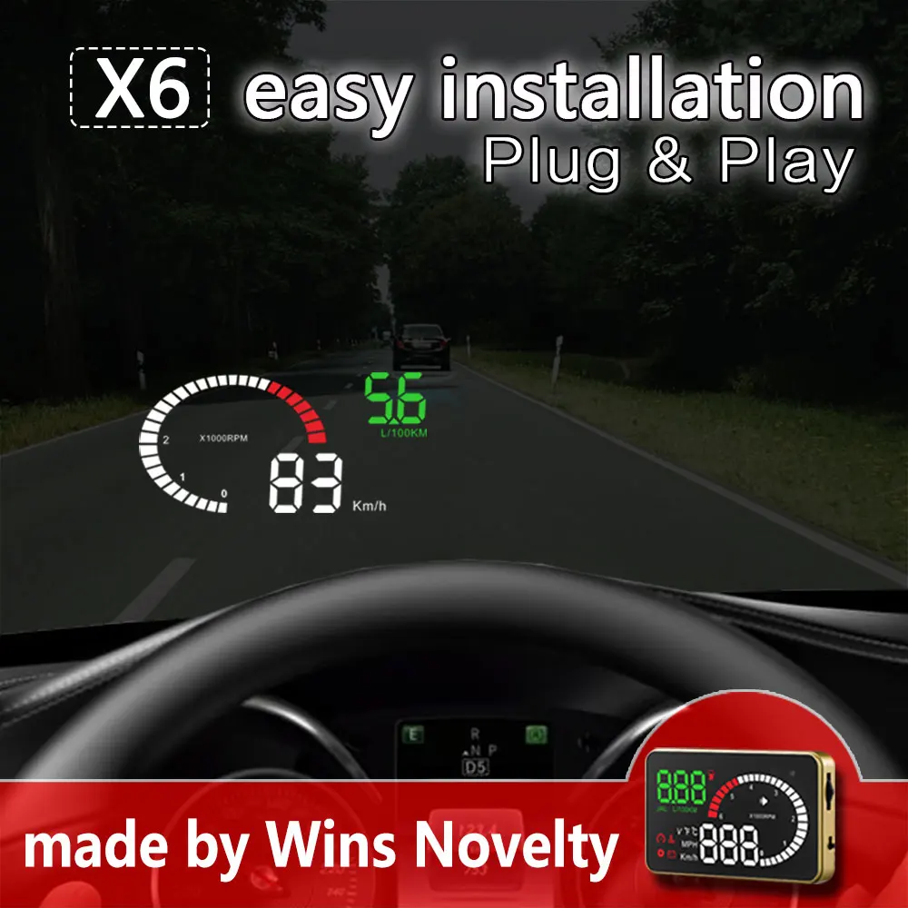 HUD 3 5 дюйма X6 ультра прозрачный Автомобильный дисплей скорость двигателя расход