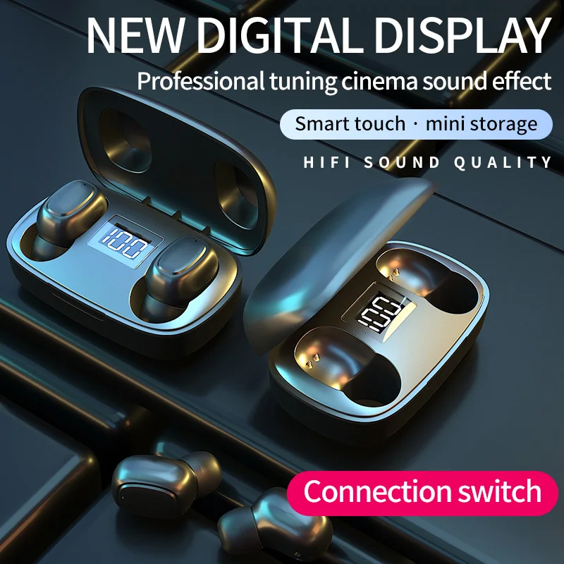 Беспроводные мини наушники TWS Bluetooth 5 0 с цифровым дисплеем и емкостью зарядки