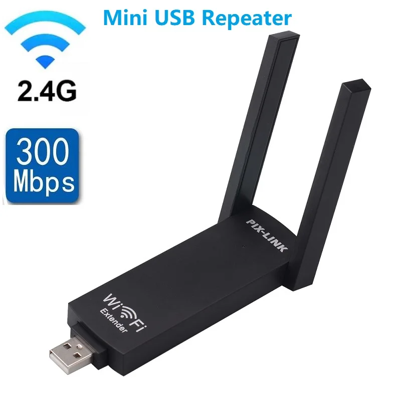 

New Mini 2.4G WiFi Booster USB Repeater 300Mbps wi fi Signal Amplifier Dual High Gain Antennas Wireless 802.11N Network Extender