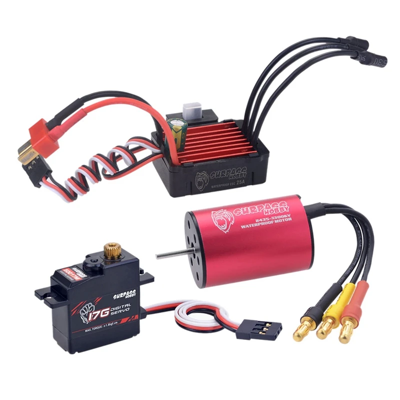 

SURPASS HOBBY S2435 4500KV Brushless Motor KS25A 25A ESC S0017M 17G Servo RC Car Set for 1/20 1/18 RC Drift Racing Car Truck