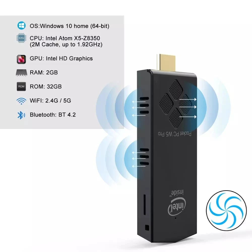 Карманный мини-компьютер SZBOX Windows 10 Intel Z8350 4 ГБ 64 8 128 2 4G/Φ Wi-Fi BT4.0 4K HD компьютер |