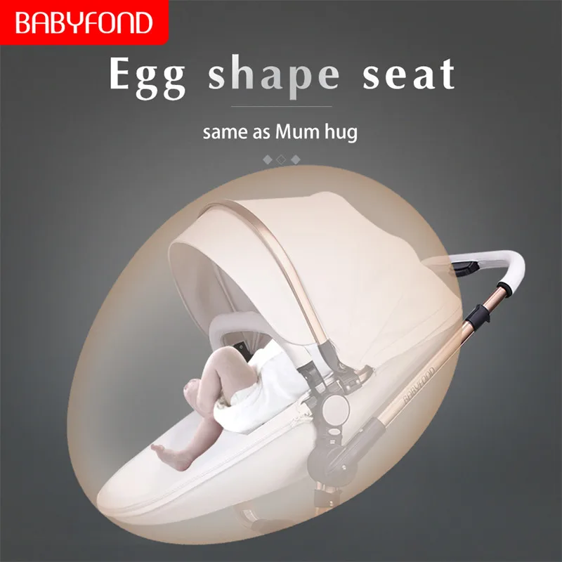 Роскошная коляска для детей Babyfond 3 в 1 из кожи двухсторонней амортизации