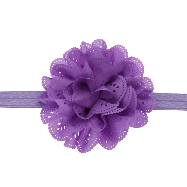 lilac Детские повязки на голову полые шифоновые цветы эластичная Детская повязка на голову с цветком Головные уборы Детские волосы для куклы аксессуары - Цвет: lilac