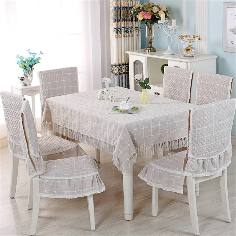 

Dining Table Cloth With Chair Covers Cushions Cotton Linen Tableclothes Dinning Decoration Home Coffee Table Cover 3 Colors