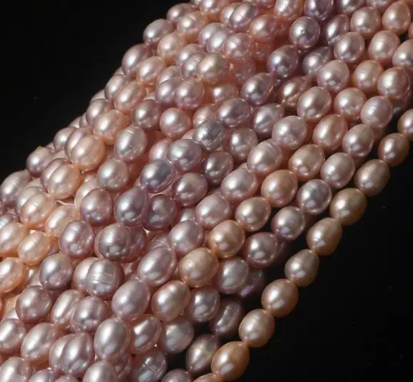 

Jewelry Natural freshwater pearl Rice shaped beads 8-9mm Loose beads necklace bracelet