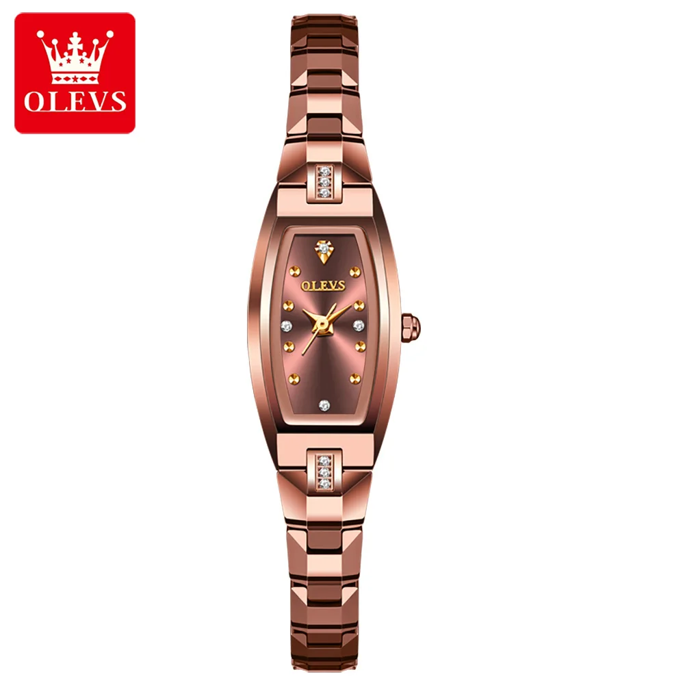 OLEVS Rose Gold Tungsten Steel Bracelet Crystal Luxury Women Watches Fashion Elegant Waterproof Lady Girl Watches Quartz Watch