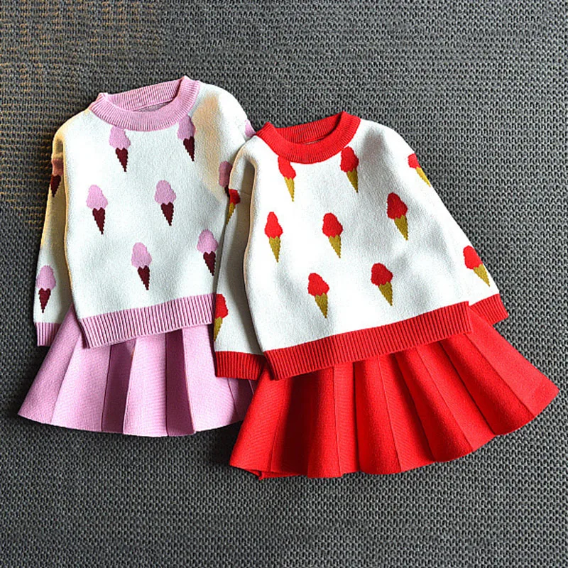 Осенне-зимние новые комплекты одежды для детей вязаный пуловер с рисунком