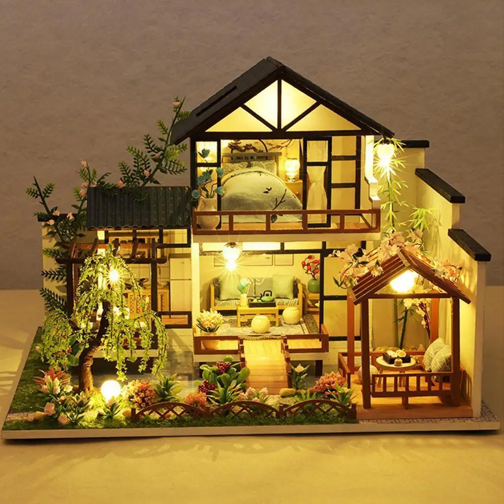 

Деревянный миниатюрный дом «сделай сам» 1:24, модель дома ручной работы, строительные комплекты, игрушки для детей и взрослых, Прямая поставк...