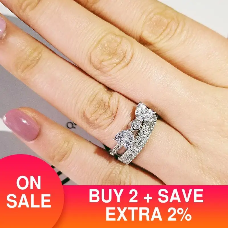 

new trendy round 925 sterling silver wedding ring set for women lady anniversary gift jewelry drop shipping Black Friday R5124S