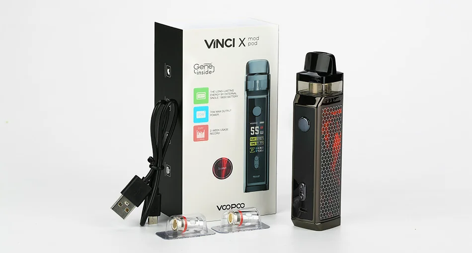 Горячая Распродажа, комплект VOOPOO VINCI X 70W Pod, система с двумя катушками, 0,96 дюймовый экран, питание от батареи 18650, комплект Vape vs Vinci Mod Kit