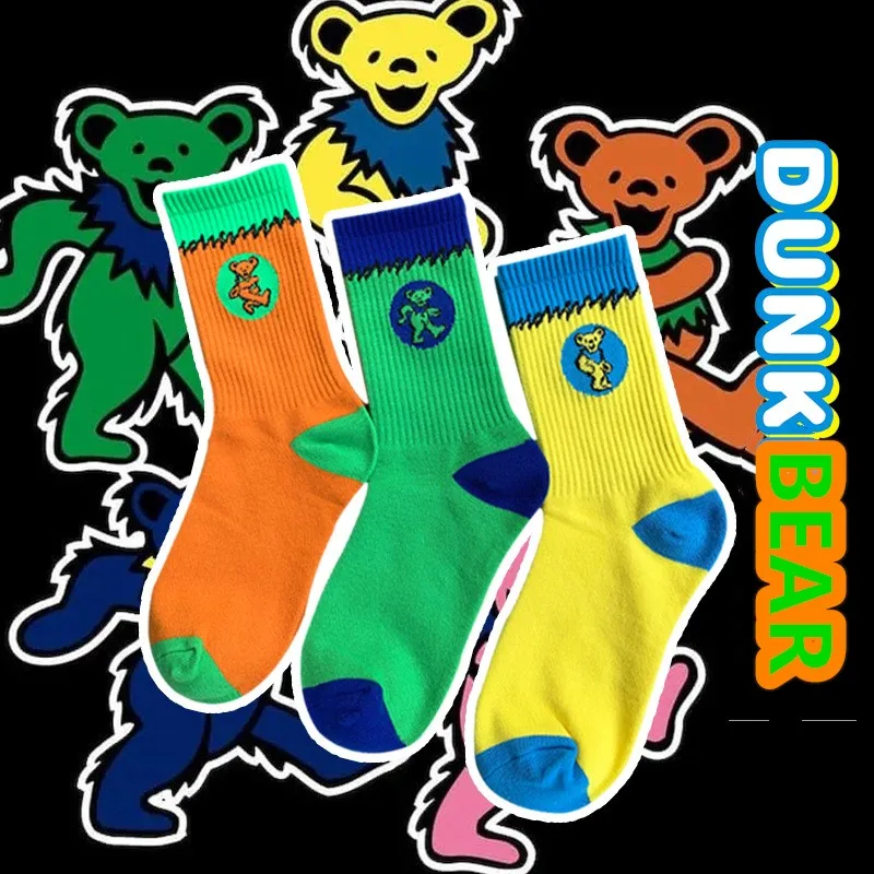 

Funny Socks Women Bear Couple Style Street Fashion Socks In Tube Cotton Sports Basketball Socks Men Student Cartoon Socks