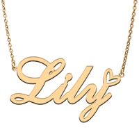 lily name tag necklace personalized pendant jewelry gifts for mom daughter girl friend birthday christmas party present