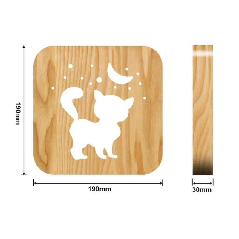 

LED Wooden Night Light Bedroom Table Lamp Hollow Carving USB Charging Lamp Energy Saving Decoration Light Creative Gift for Kid