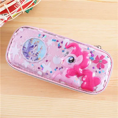 Pink 3 Kawaii Маленький Пони пенал; Забавный 3D единорог Пинки Пирог коробка для карандашей сумка для девочек большие канцелярские школьные принадлежности подарок - Цвет: Pink 3
