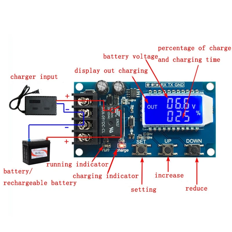 10A 6-60V Lithium Battery Charge Controller Protection Board Lcd Display Integrated Circuit Overcharge Control Module | Электроника