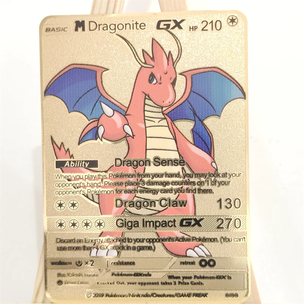 

The Latest Pokemon Vmax V Gx Ex Shiny Gold Metal Card Pikachu Game Series Card Children's Gift pokemon toy